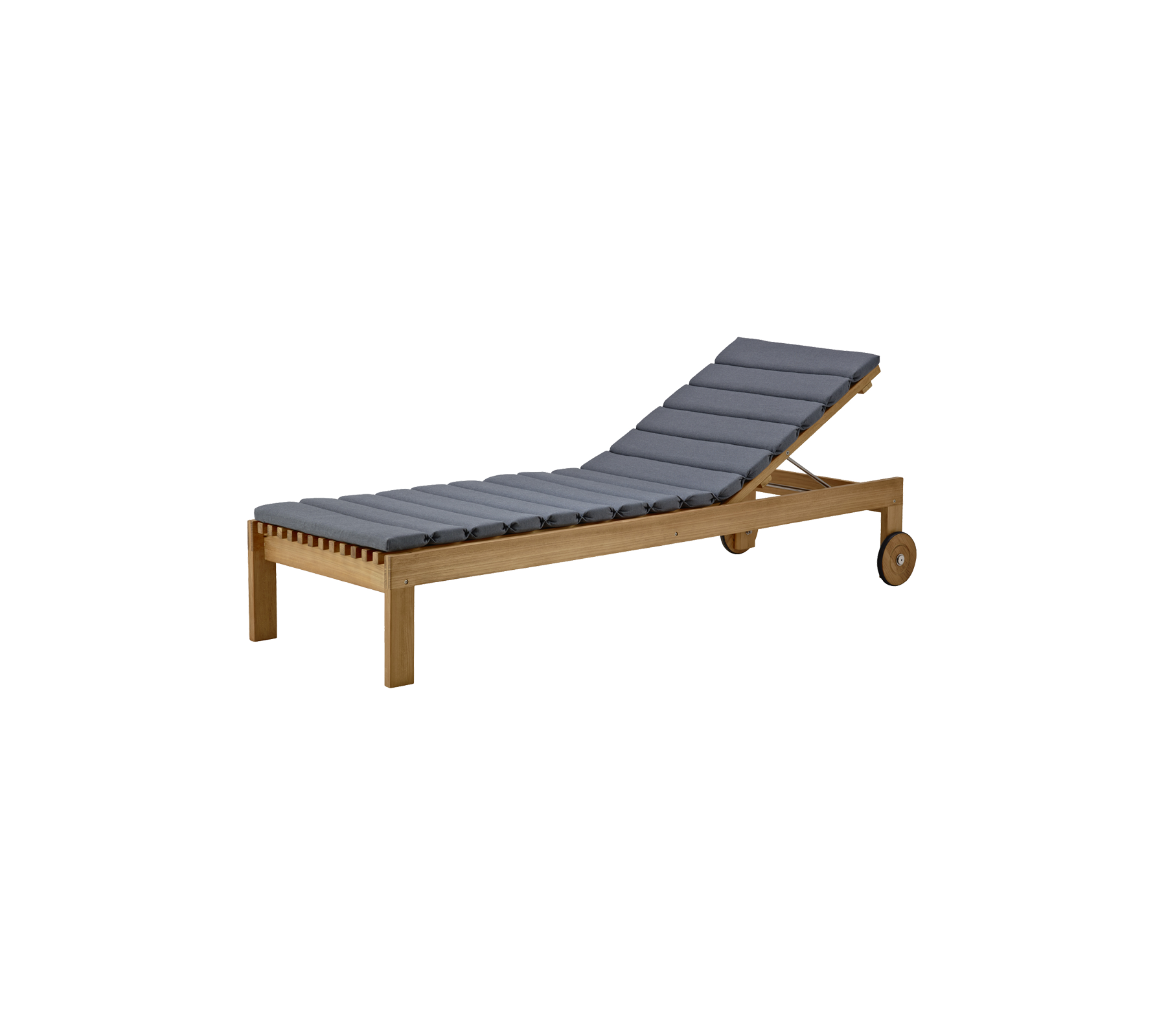 Stylish lounge chair with a wooden frame and gray cushioned seating, designed for comfort and relaxation.