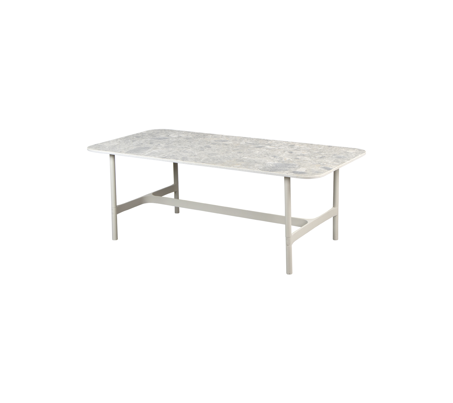 A rectangular table with a textured surface and sturdy legs, designed for various settings and activities.