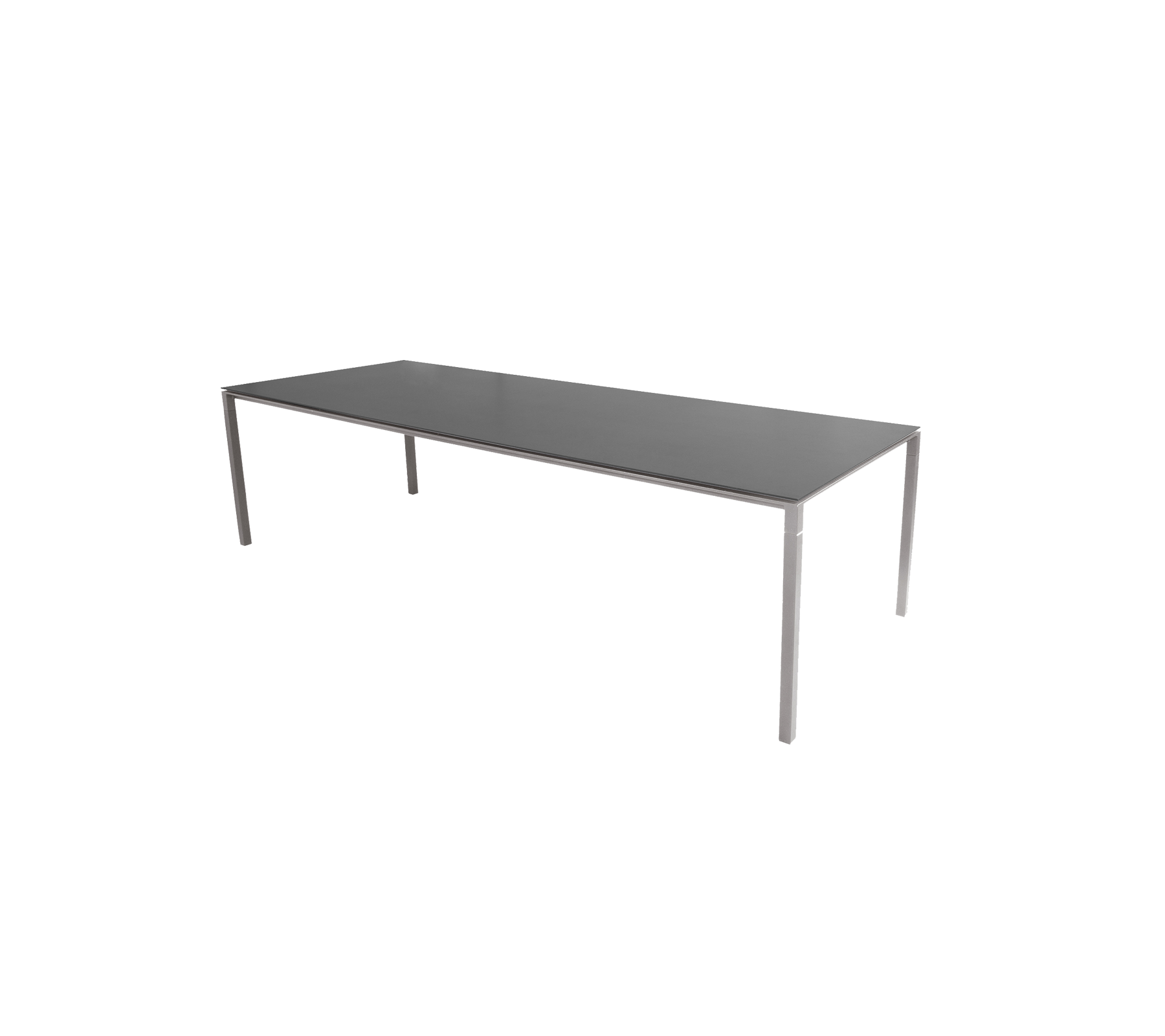 A sleek, modern table with a flat surface and sturdy legs, designed for versatile use in various settings.