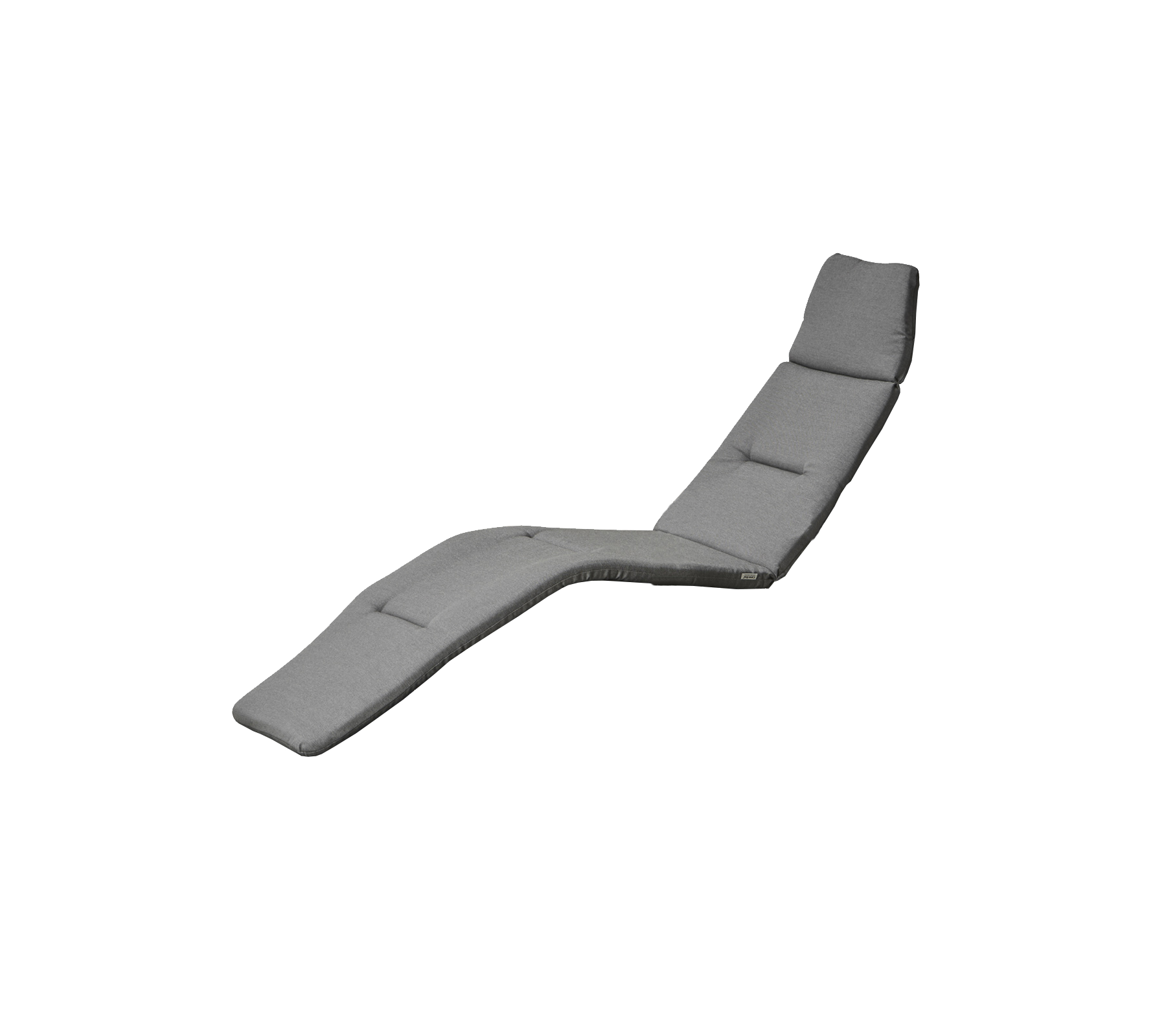 Gray, curved lounge cushion with multiple sections for comfort and support, suitable for relaxation or outdoor use.