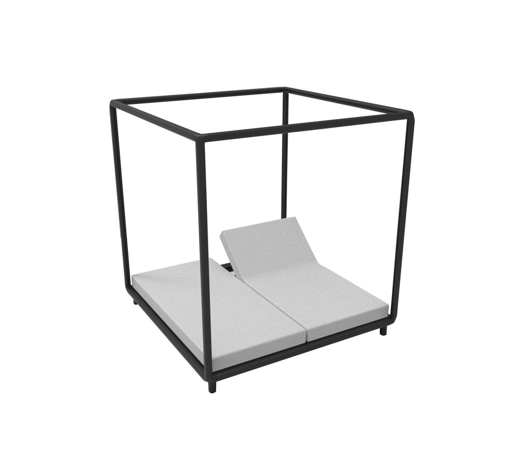 Modern lounge seating with a minimalist frame and plush cushions, designed for comfort and style in relaxation spaces.