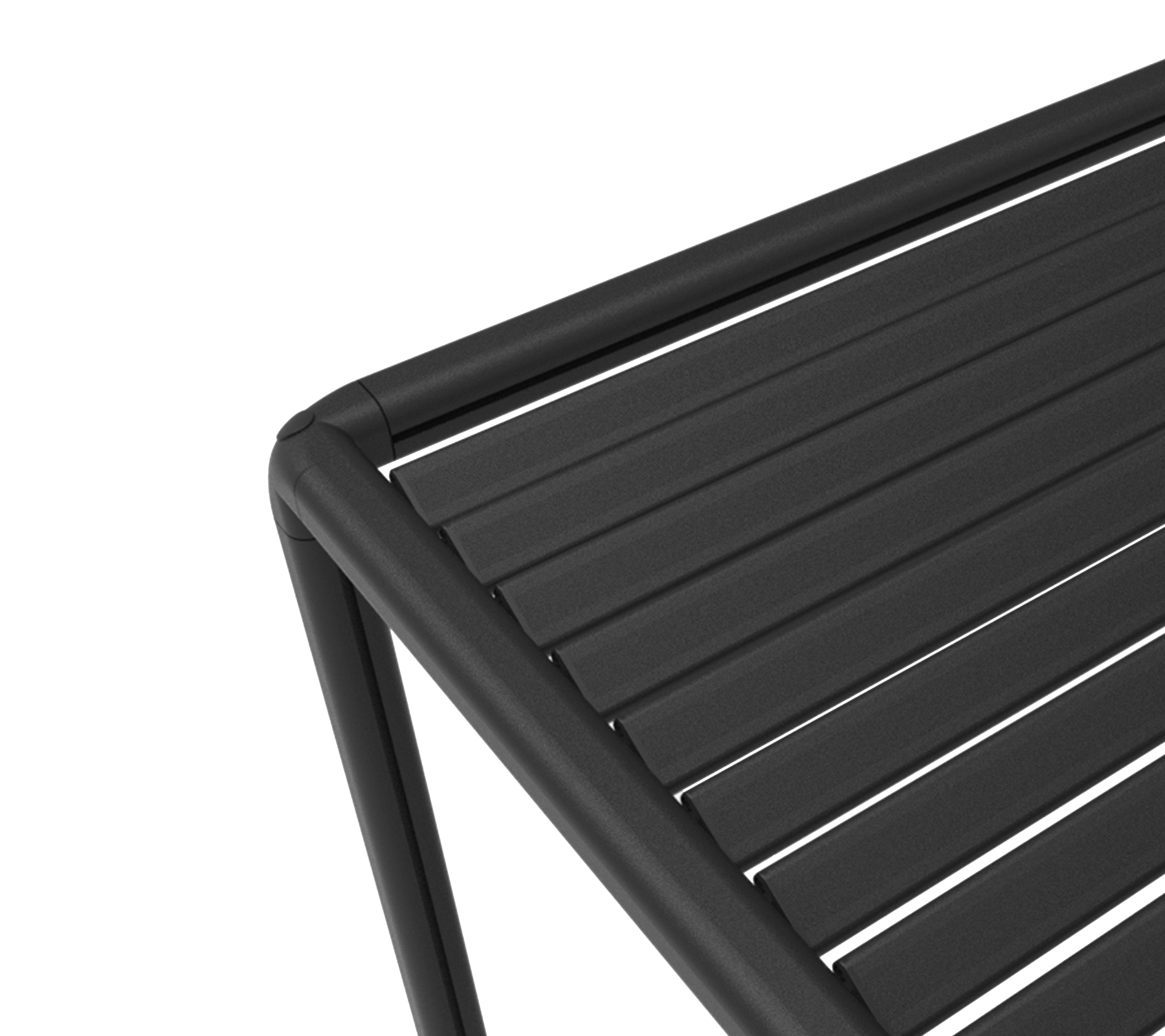 Close-up view of a sleek, modern furniture piece featuring a striped surface and a sturdy frame, ideal for contemporary settings.