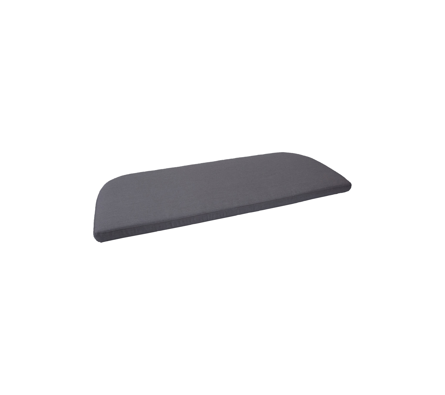 Grey foam cushion with a curved shape, designed for comfort and support. Suitable for various applications and furniture styles.
