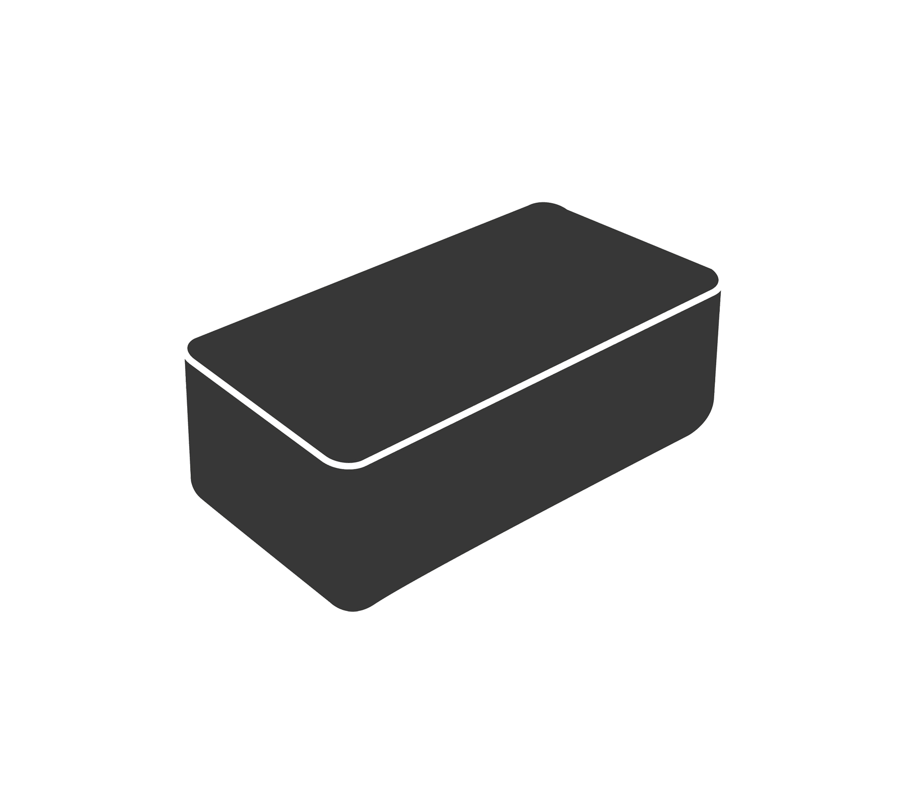 A simple rectangular storage box with a flat lid, designed for organizing and storing items efficiently.