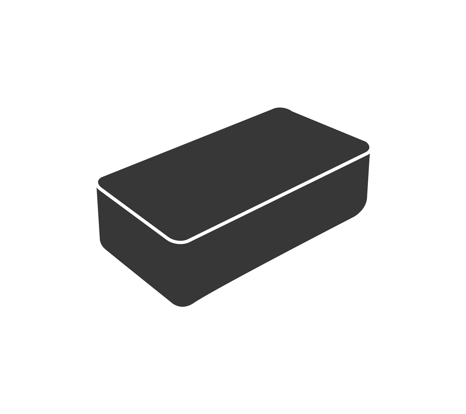 Black rectangular storage box with a flat lid, designed for organizing various items efficiently.