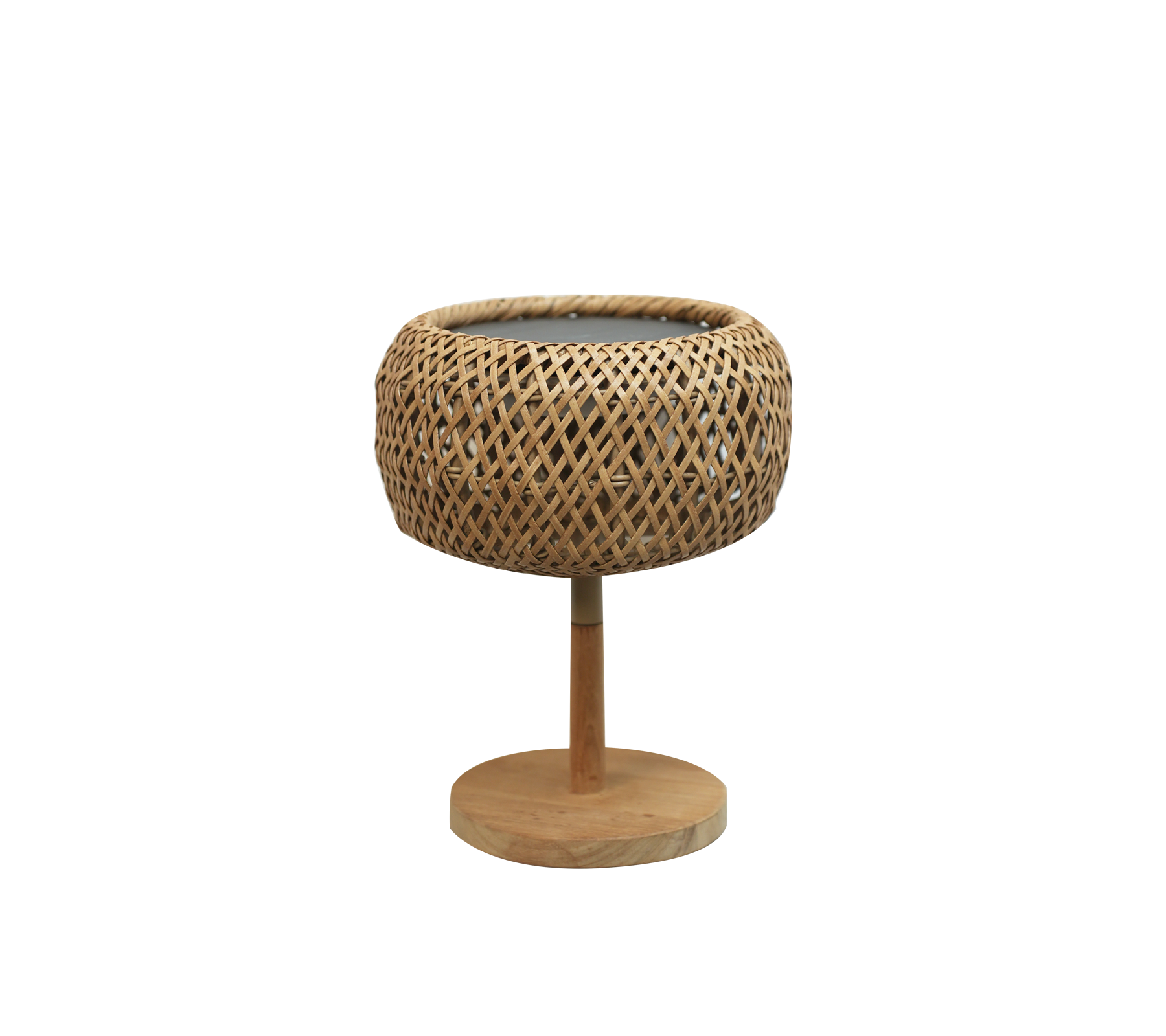 Modern natural planter with a woven design and round base.