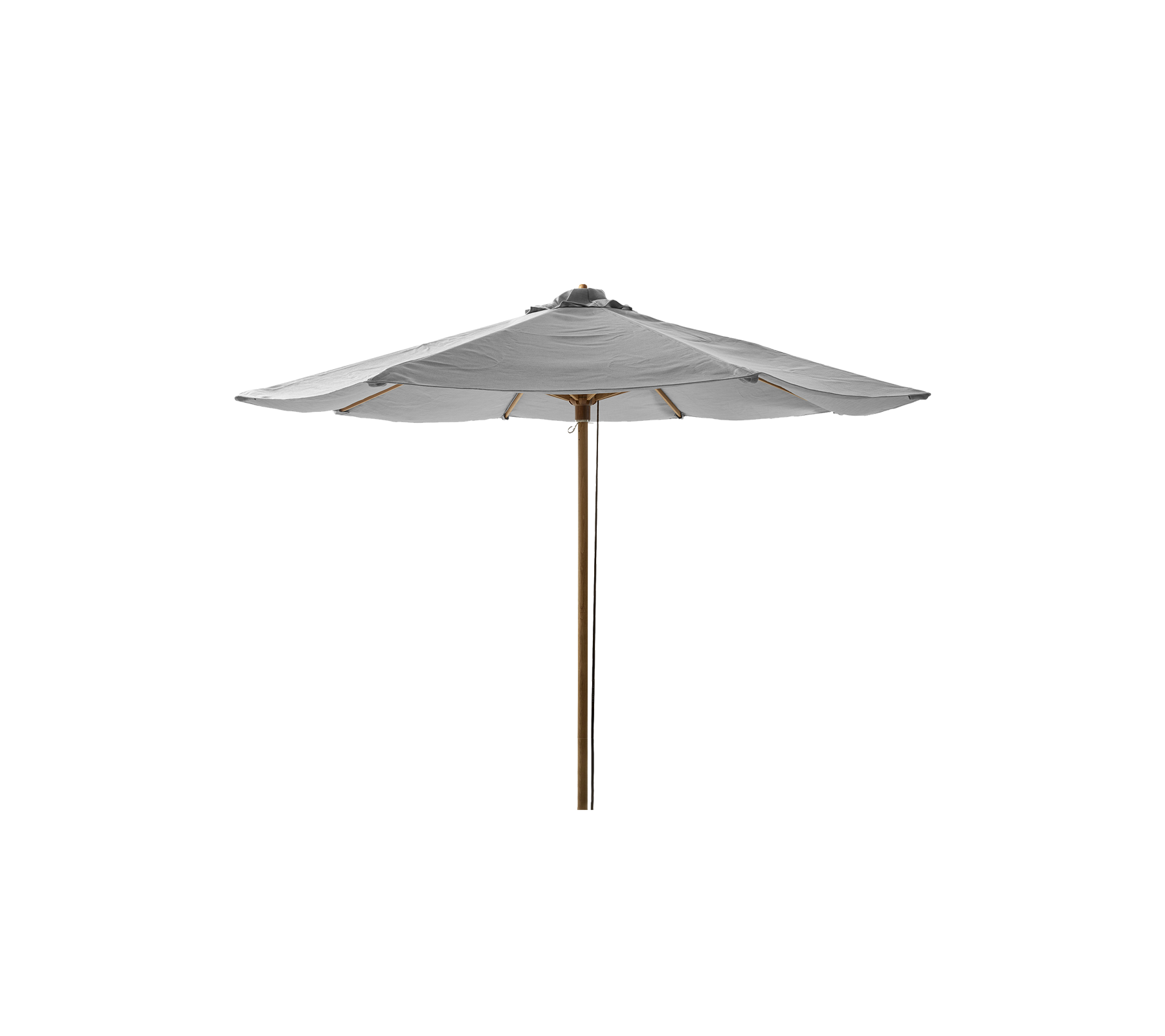 Stylish umbrella with a sturdy pole and a wide canopy, designed for providing shade and enhancing outdoor spaces.