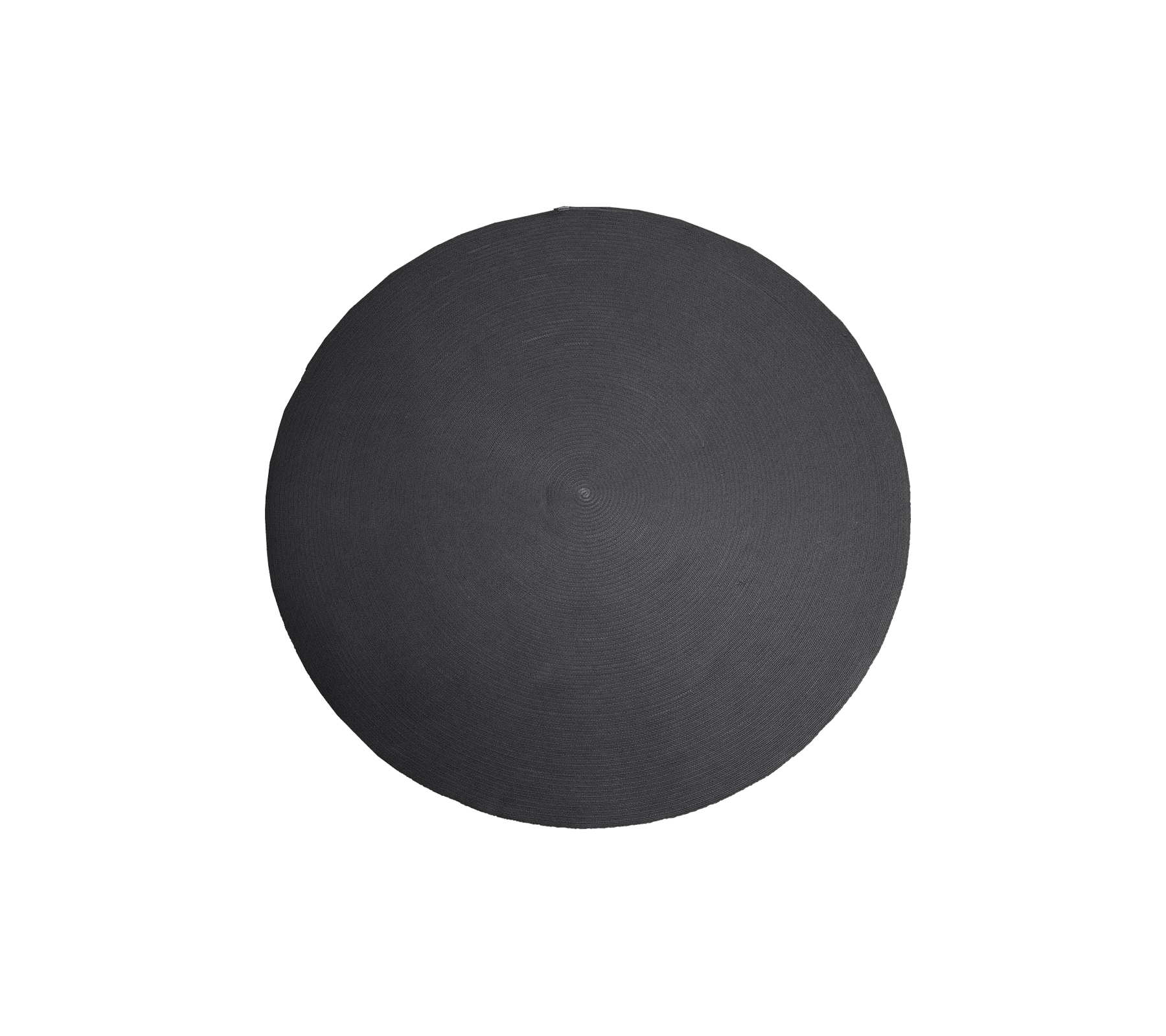 Elegant round dark grey rug, suitable for outdoor use