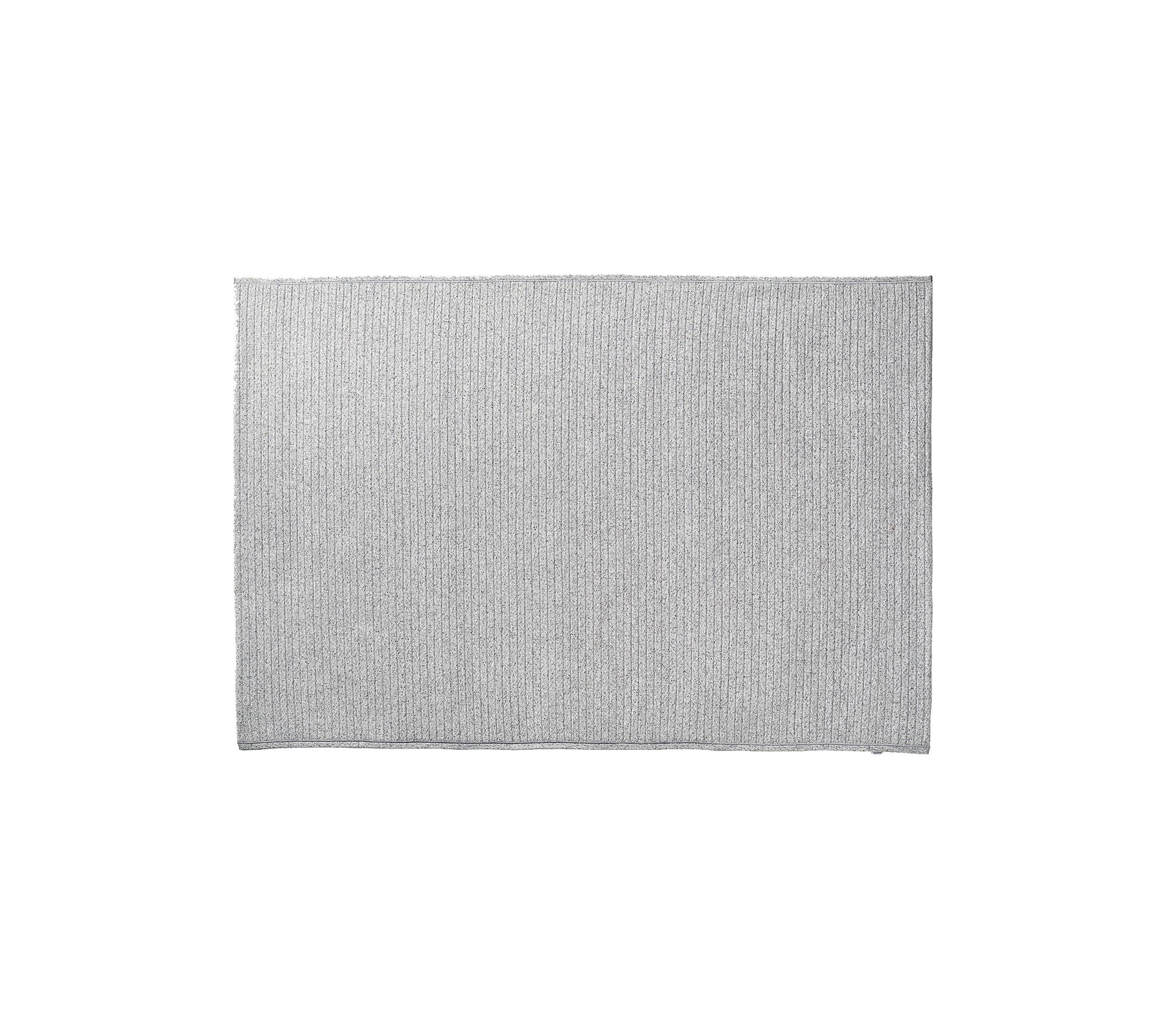 Gray rectangular rug with a textured surface, featuring vertical lines for a sleek and modern aesthetic. Suitable for various settings.
