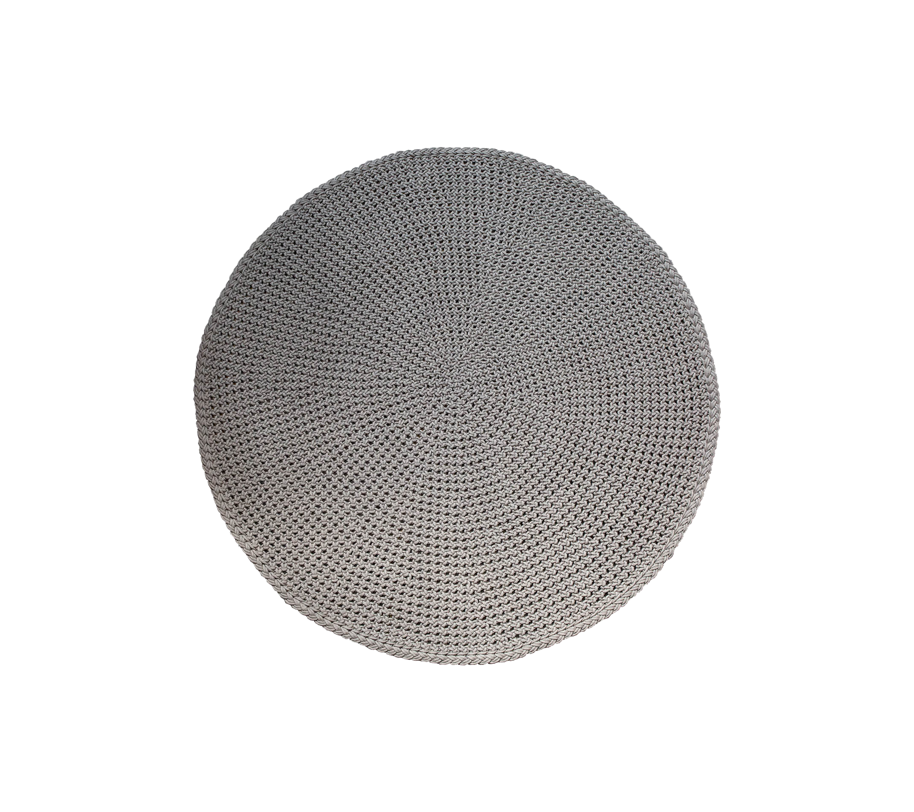 Round taupe rug, 200 cm diameter, with a textured surface and medium braid design, made from Cane-line Soft Rope.