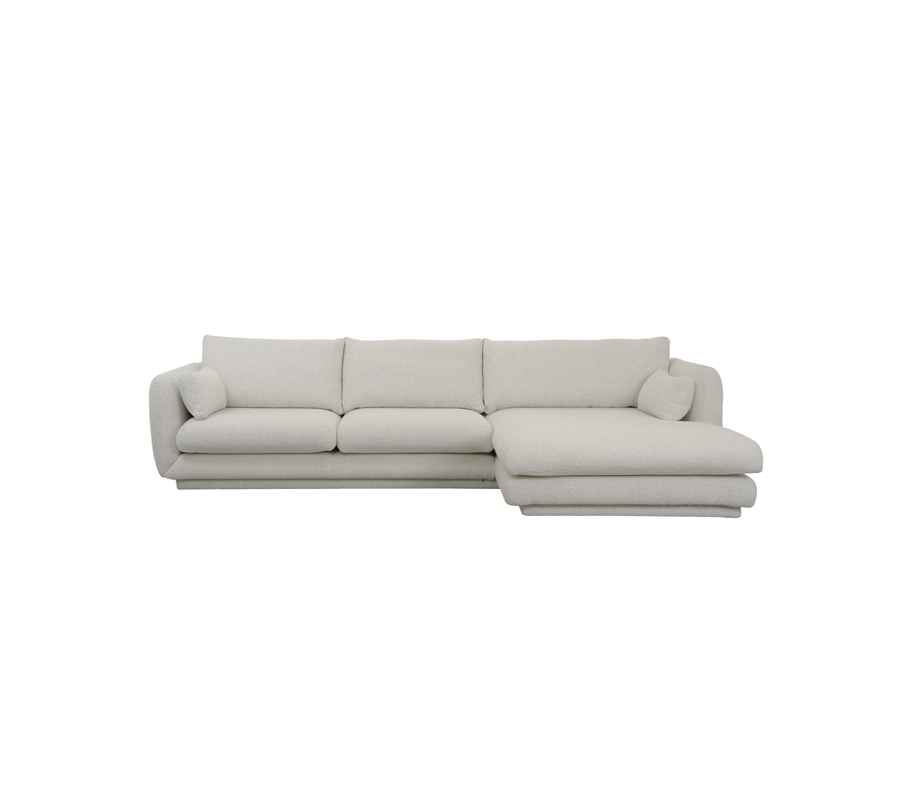 Modern sand sofa with clean lines and soft cushions.