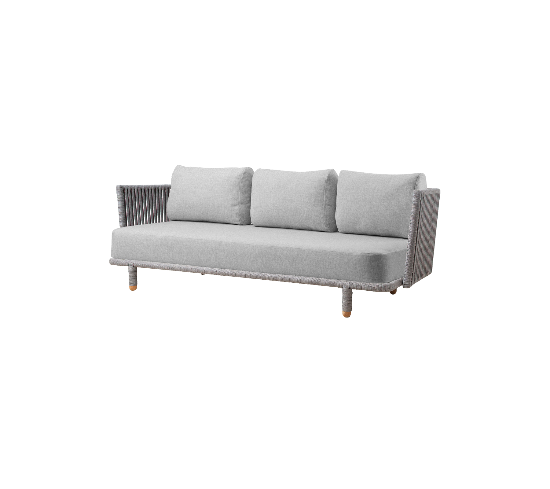 Stylish gray sofa with three cushions and modern detailing, perfect for enhancing any living space.
