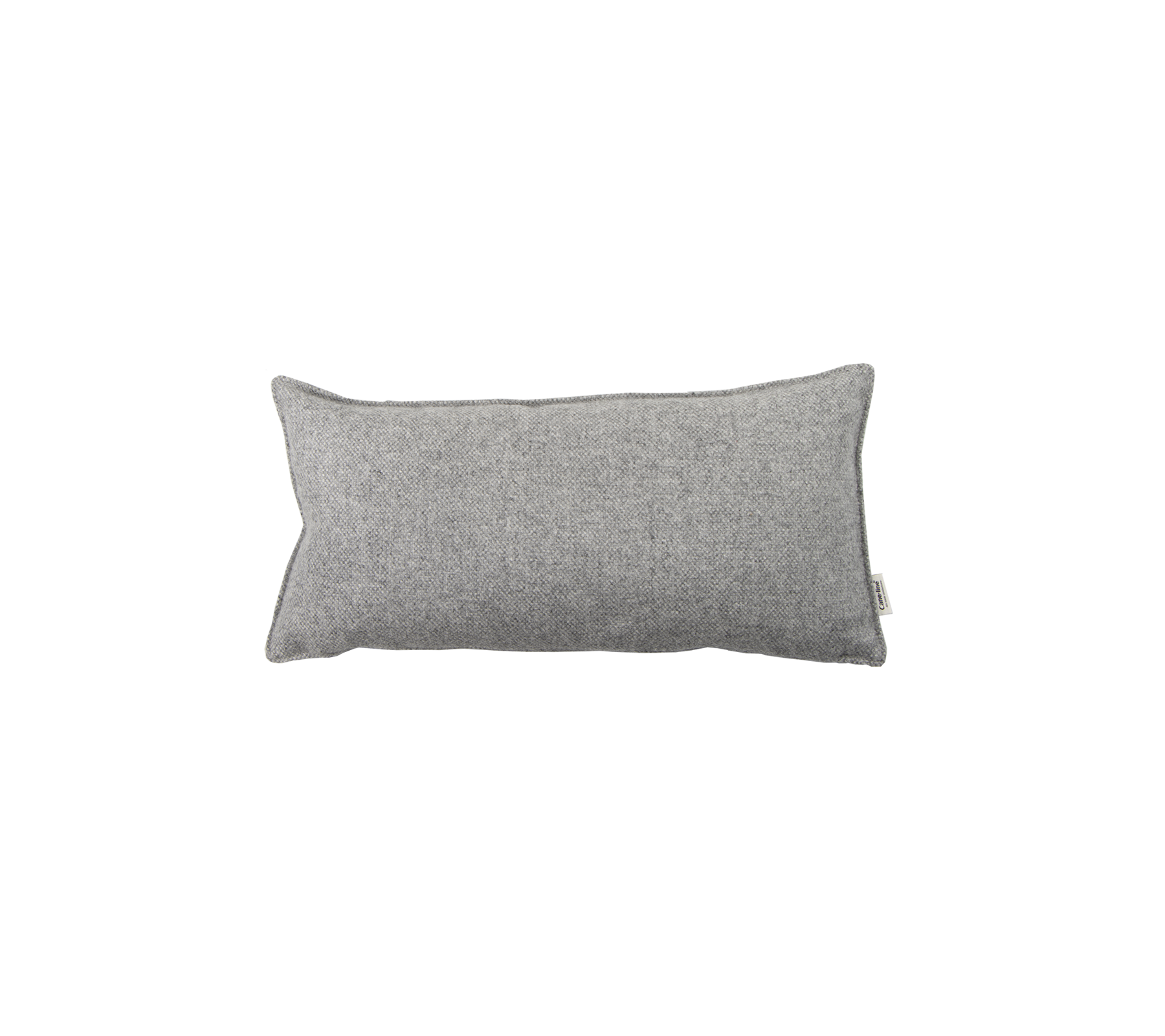 Rectangular gray pillow with a smooth texture, perfect for decorative or comfort purposes.